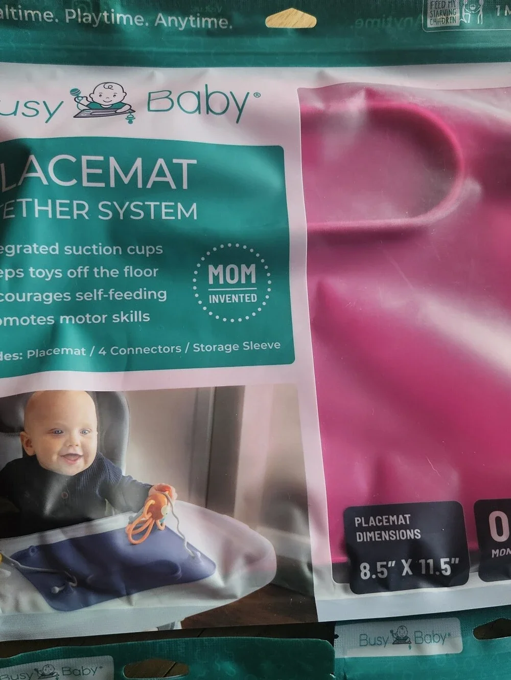 NEW Busy Baby Placemat and Tether System Mealtime Mat Playtime Toys Suction